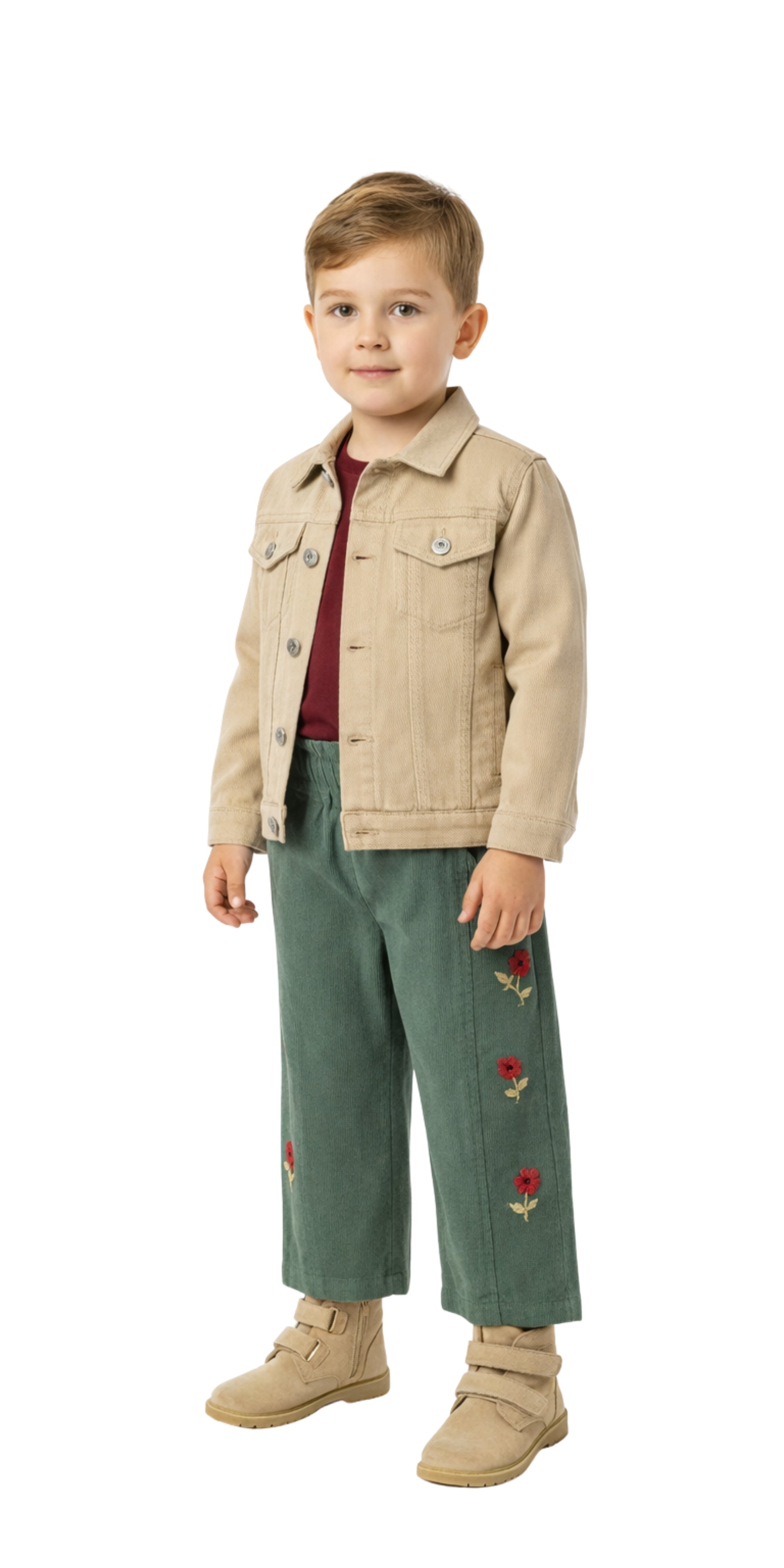 Embroidered Corduroy Pants