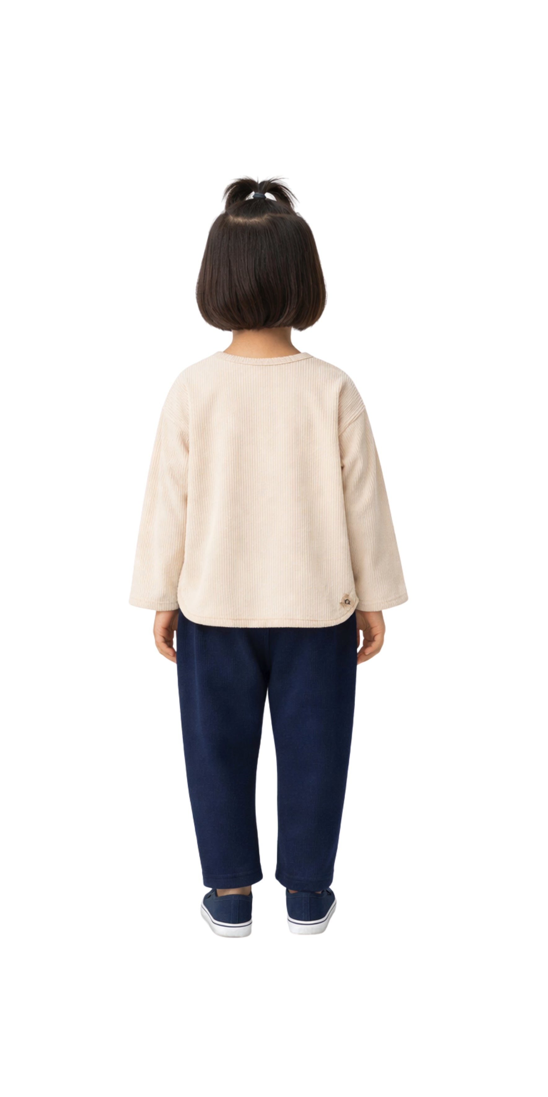 Navy Trim Corduroy Blouse