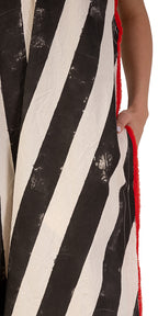Deep V Neck Hand-Painted Stripped Dress