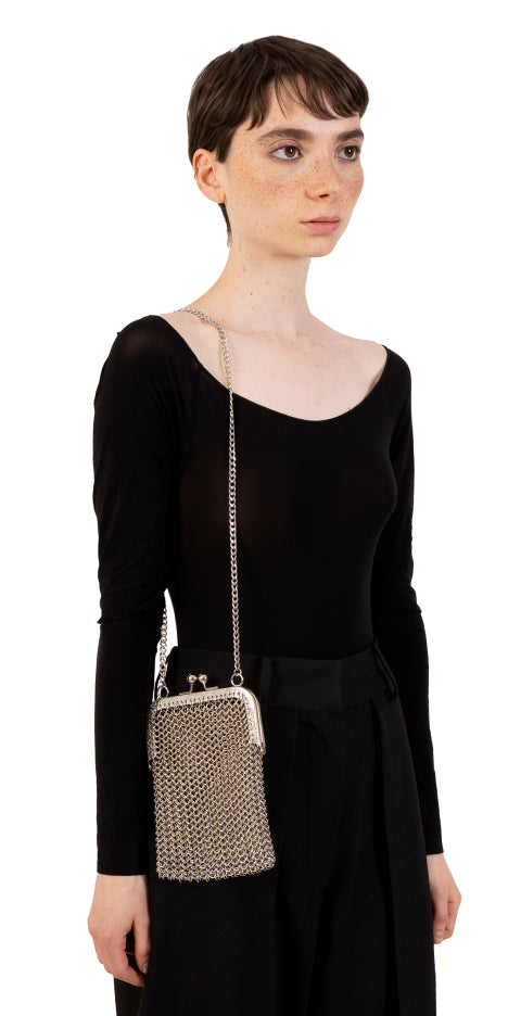 Tall Rectangle Chainmail Crossbody Bag