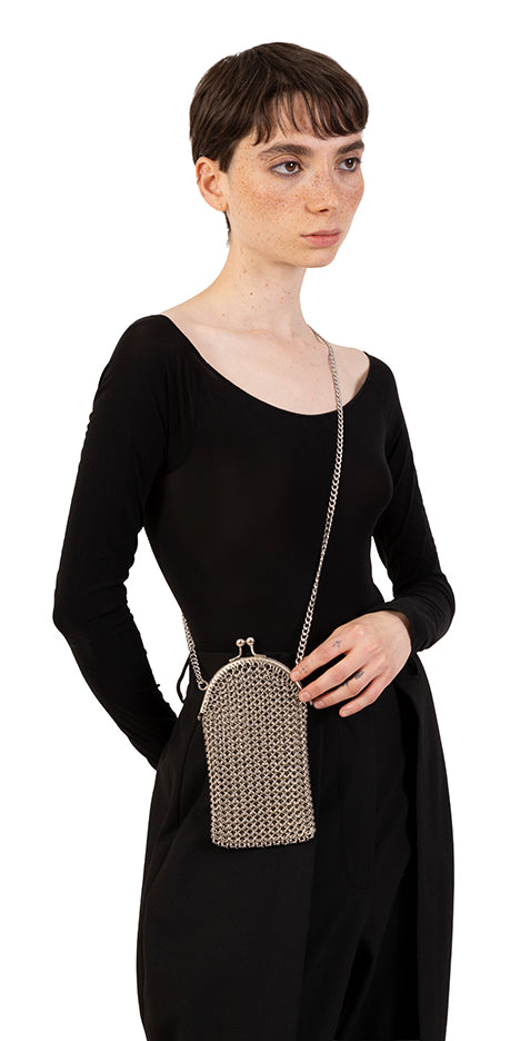 Tall Circle Chainmail Crossbody Bag