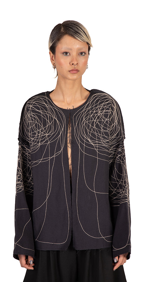 Mood Raw-Hem Embroidered Coat