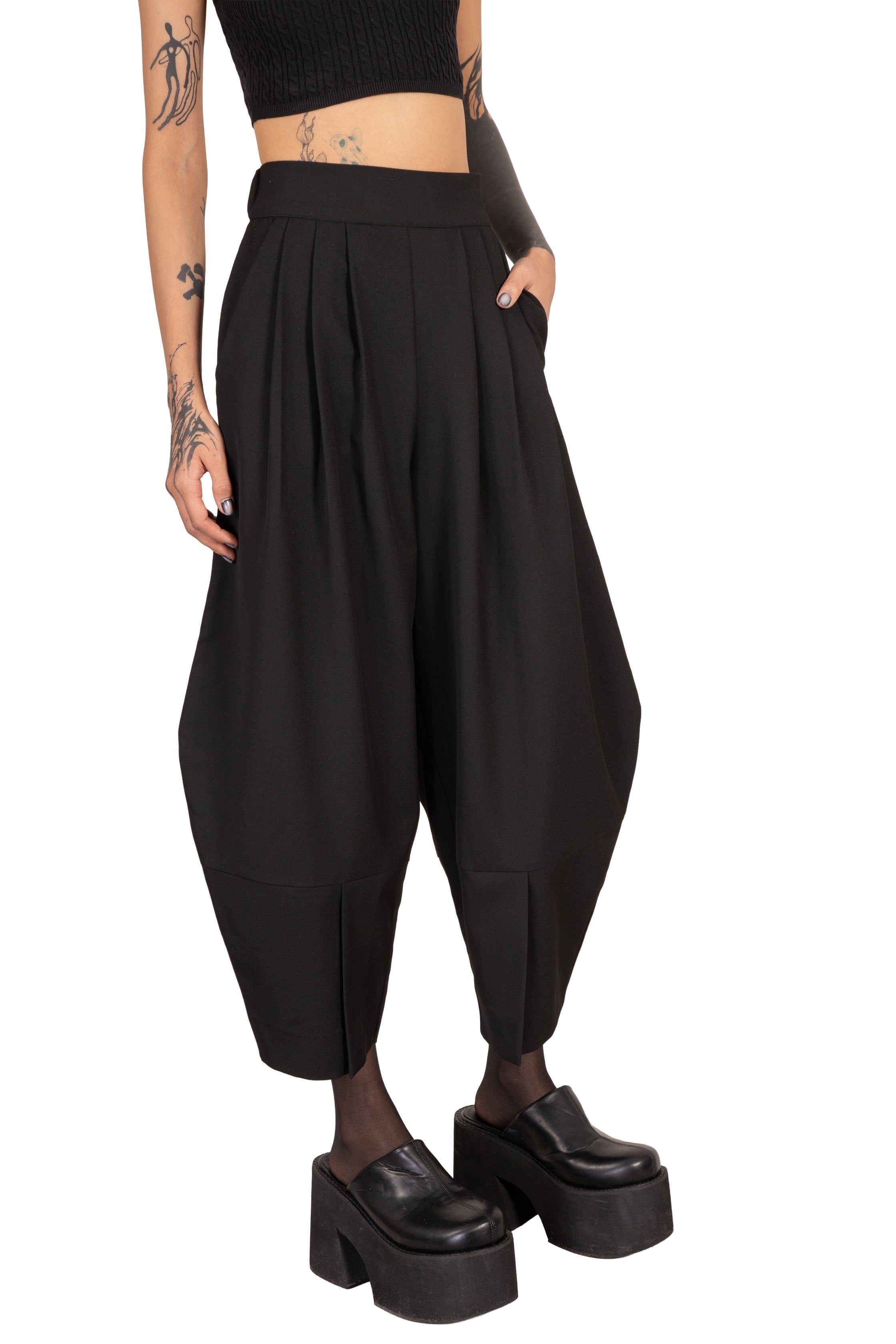 Shadow Split-Hem Barrel Pants