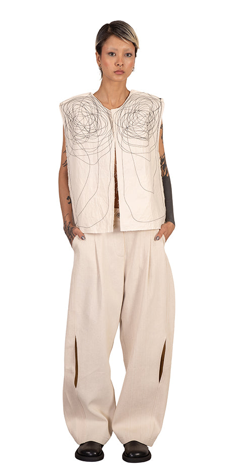 Mood Raw-Hem Embroidered Vest