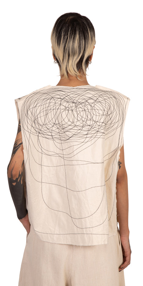 Mood Raw-Hem Embroidered Vest