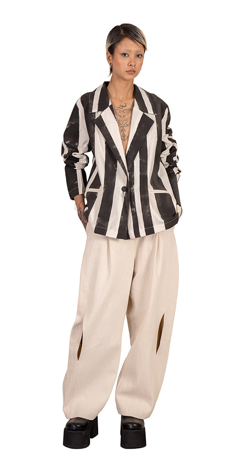 Pulse Hand-Printed Stripped Blazer