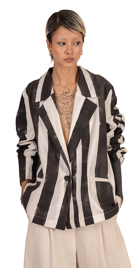 Pulse Hand-Printed Stripped Blazer