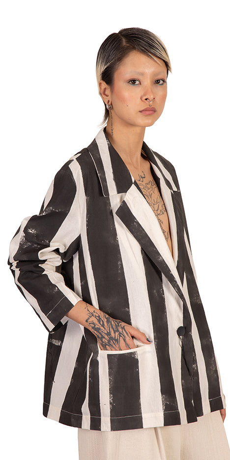 Pulse Hand-Printed Stripped Blazer