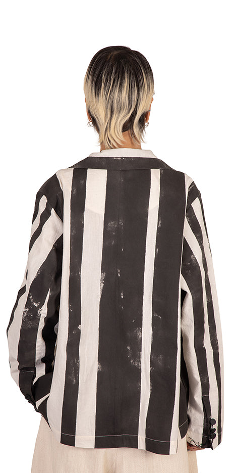 Pulse Hand-Printed Stripped Blazer
