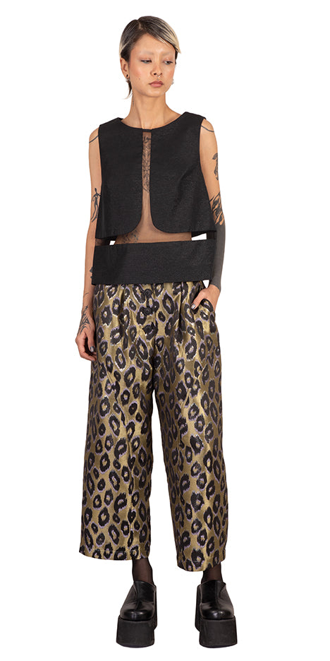 Button-Front Wide-Leg Pants