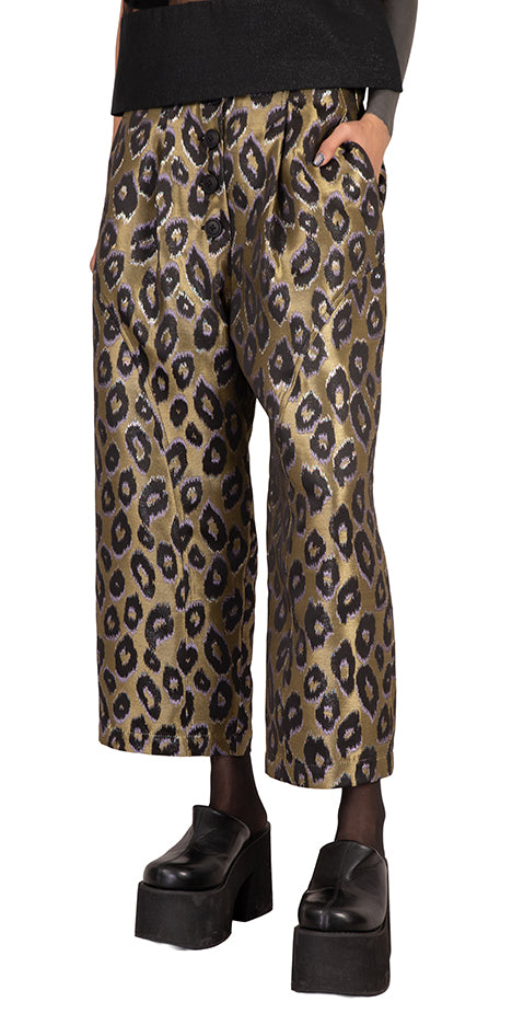 Button-Front Wide-Leg Pants