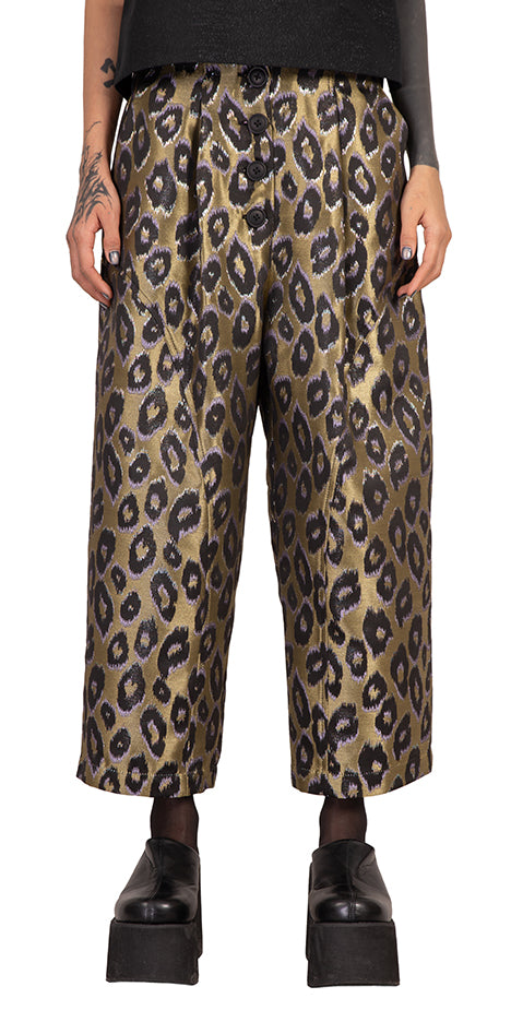 Button-Front Wide-Leg Pants