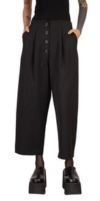 Button-Front Wide-Leg Pants