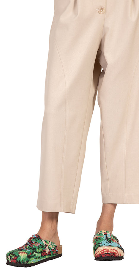 Button-Front Wide-Leg Pants