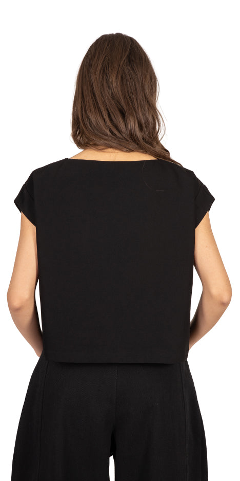 River Hand-Embroidered Cap-Sleeve Top