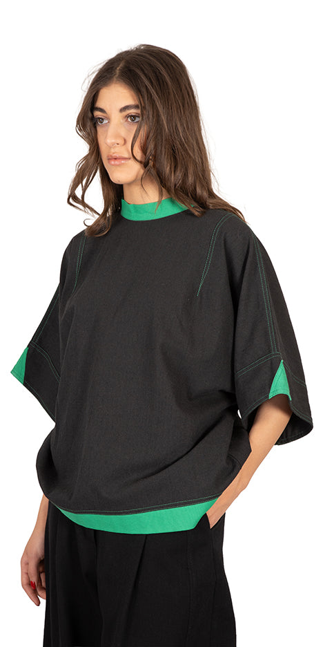 Offset Mock Neck Shirt