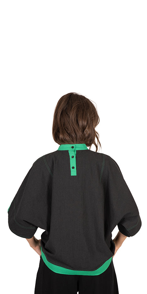 Offset Mock Neck Shirt