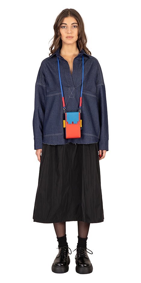 Pooneh Half Placket Denim Shirt