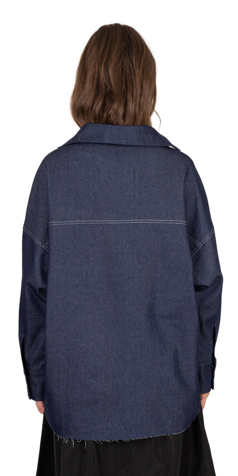 Pooneh Half Placket Denim Shirt