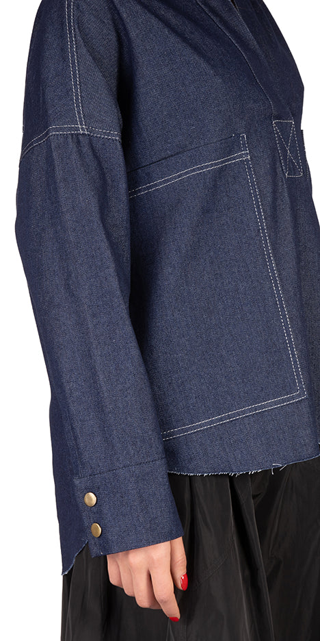 Pooneh Half Placket Denim Shirt