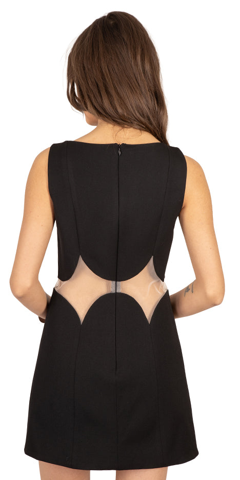 Shana Sleeveless Mini Dress with Sheer Paneling