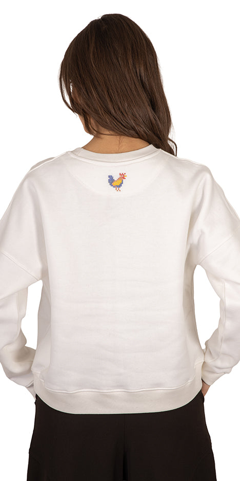 Cottage Embroidered Cropped Sweater