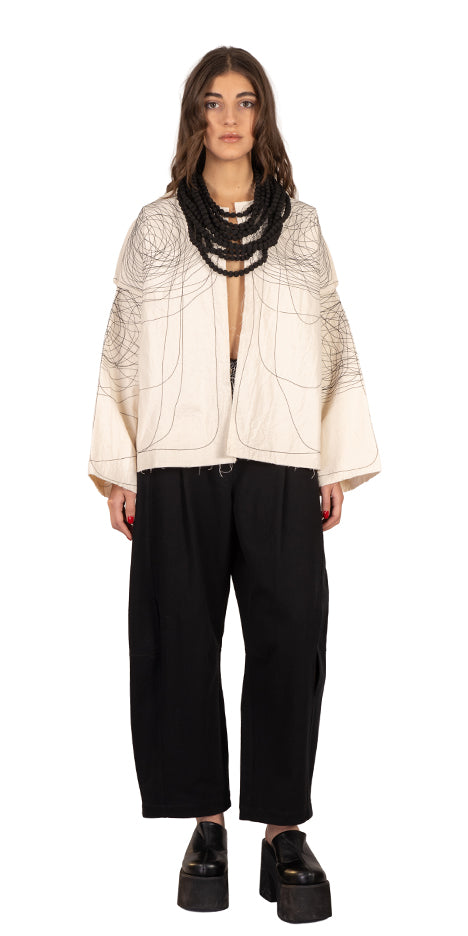 Mood Raw-Hem Embroidered Coat