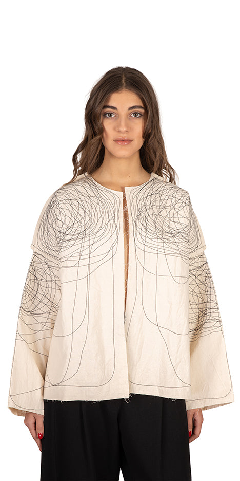 Mood Raw-Hem Embroidered Coat