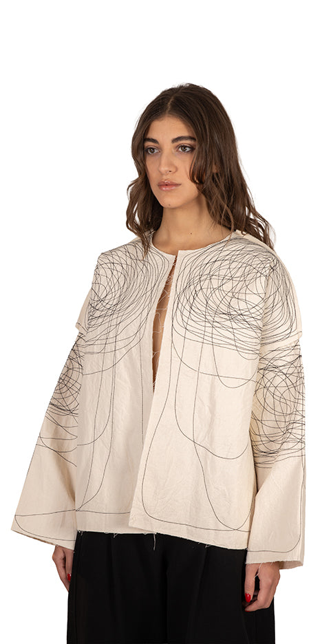 Mood Raw-Hem Embroidered Coat