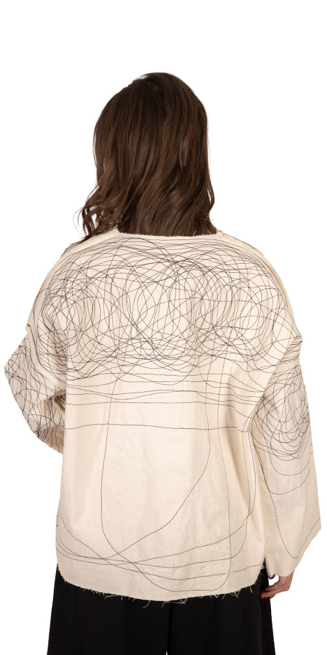 Mood Raw-Hem Embroidered Coat