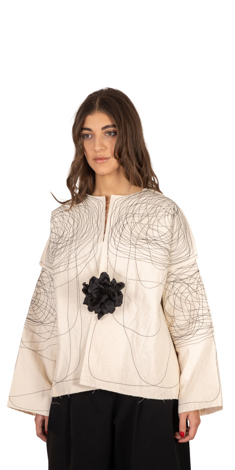 Mood Raw-Hem Embroidered Coat