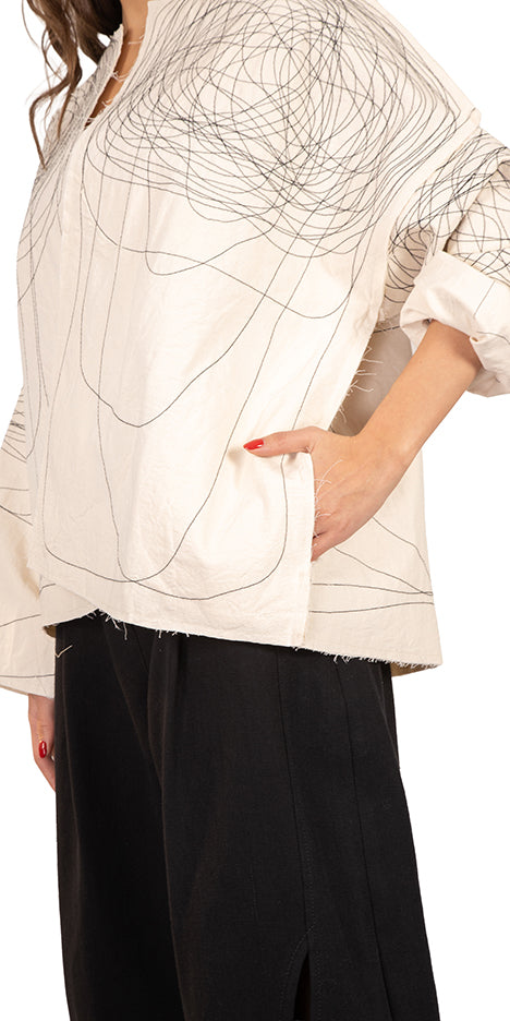 Mood Raw-Hem Embroidered Coat