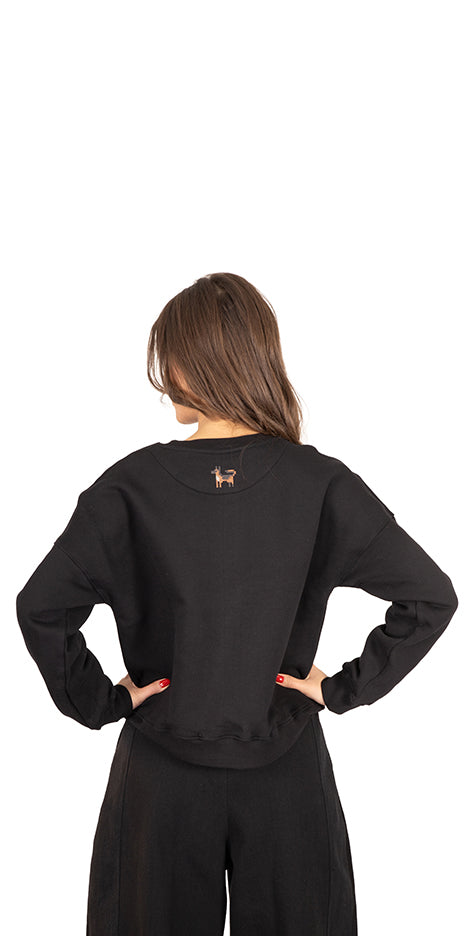 Sheep Flock Embroidered Cropped Sweater