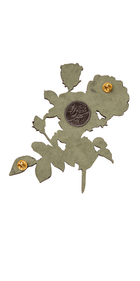 Hand-Painted Rose Branch Brooch