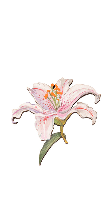 Pink Lily Hand-Painted Brooch