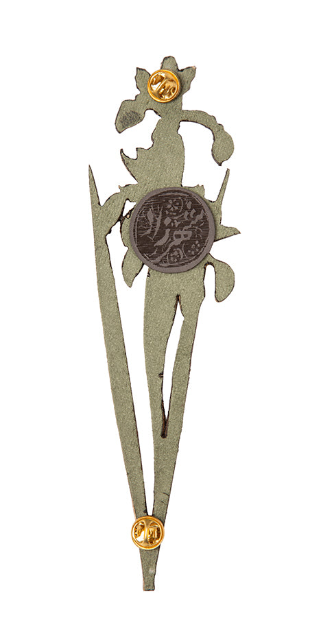 Blue Iris Hand-Painted Brooch