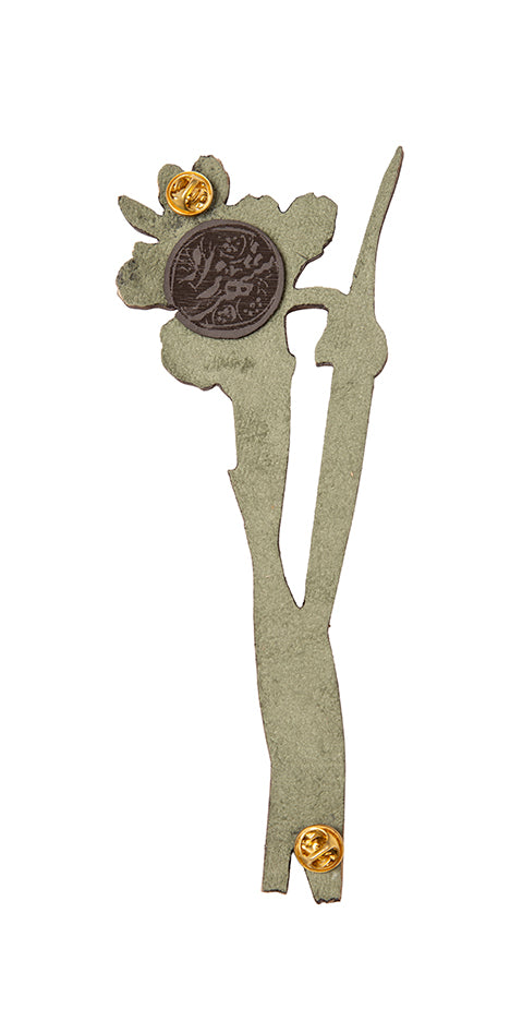 Yellow Iris Hand-Painted Brooch