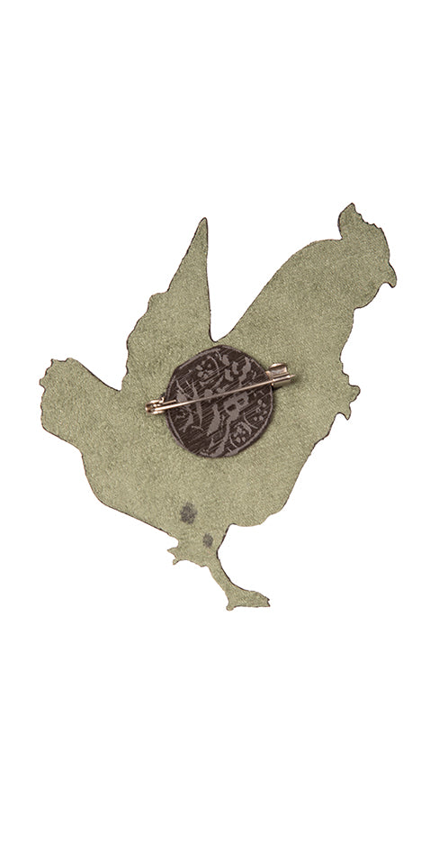 Hen & Rooster Hand-Painted Brooch