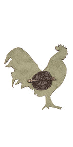 Hand-Painted Garden Tail Rooster Brooch