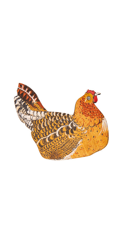 Ginger Hen Hand-Painted Brooch