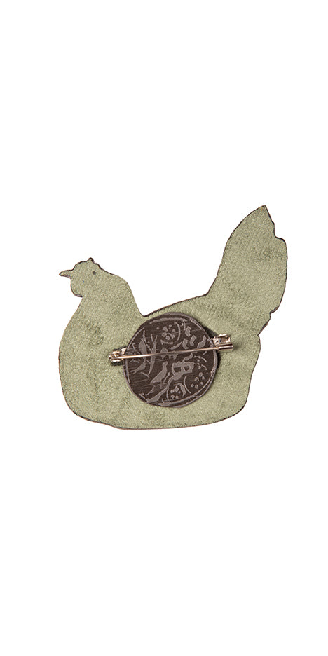 Ginger Hen Hand-Painted Brooch