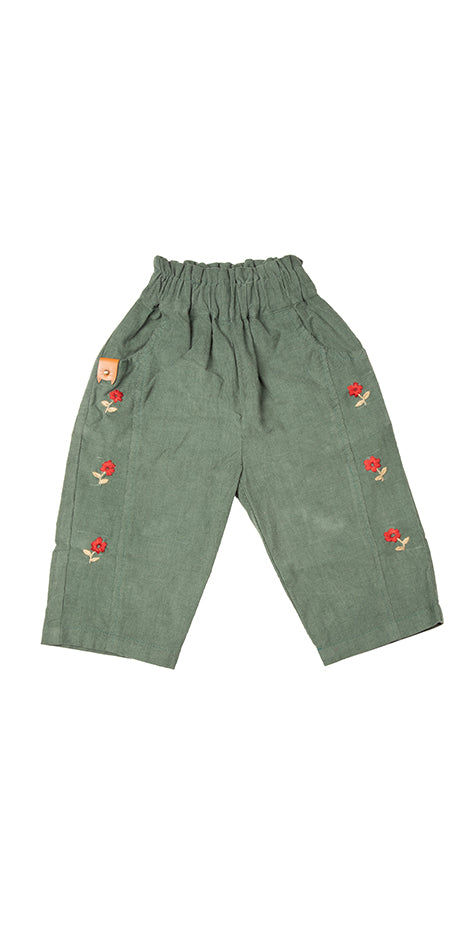 Embroidered Corduroy Pants