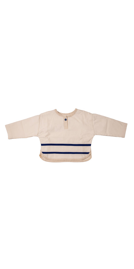 Navy Trim Corduroy Blouse