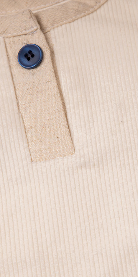 Navy Trim Corduroy Blouse