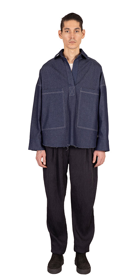 Pooneh Half Placket Denim Shirt