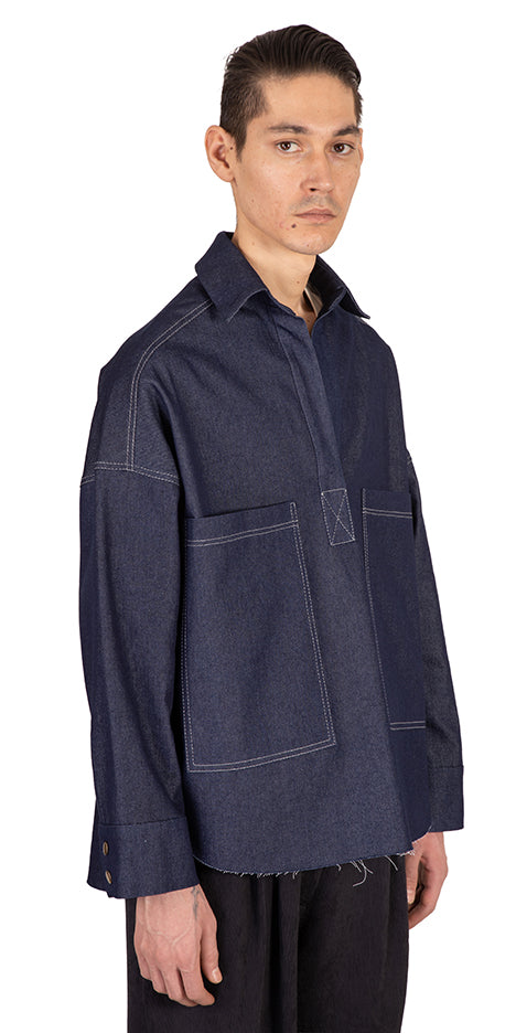 Pooneh Half Placket Denim Shirt