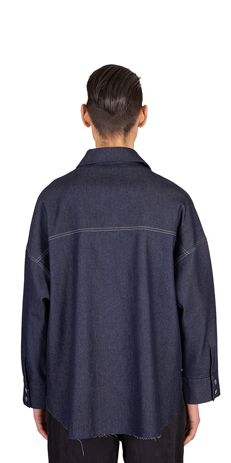 Pooneh Half Placket Denim Shirt