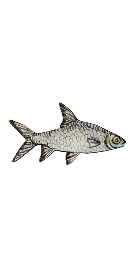 Silver Fish Hand-Painted Brooch