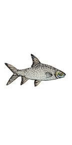Silver Fish Hand-Painted Brooch